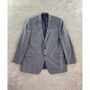 Ralph Lauren Suit Jacket Mens 46 L Blue Wool Silk Glen Plaid Luxury Sport LRL